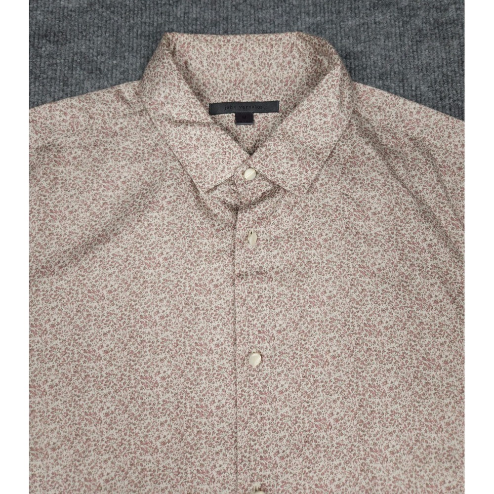 John Varvatos Shirt Men's Medium Floral Print Shell Buttons Long Sleeve Cotton